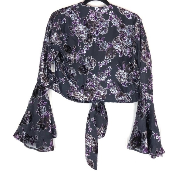 NWT 4SI3NNA Rachel velvet sheer wrap top 9186 - Picture 5 of 6